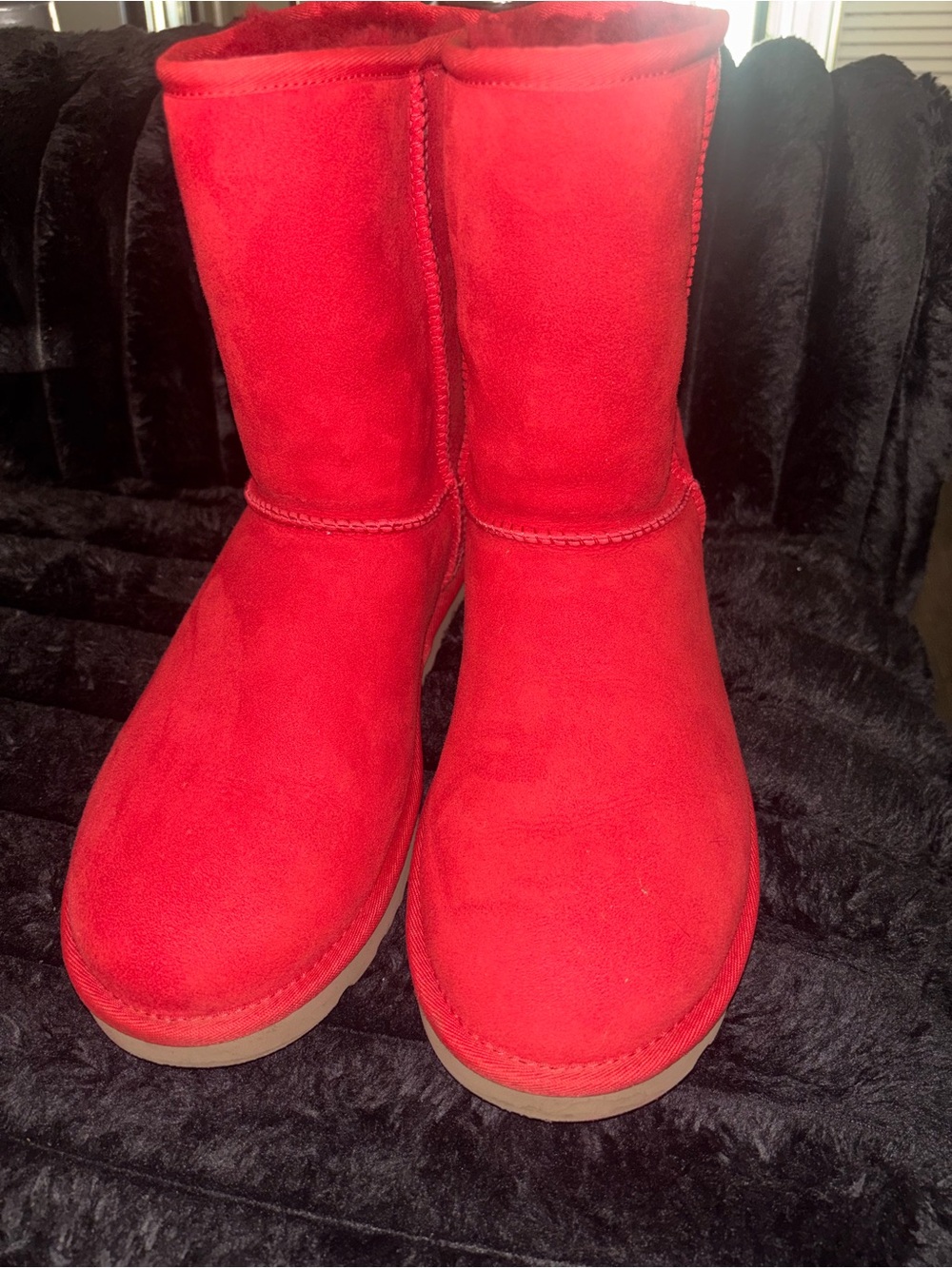 UGG Red Suede Cozy Short Boots